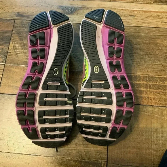 Nike Structure 16 Womens 8 Running Shoe Grey Purple Neon Yellow Preowned‎ - Picture 9 of 9